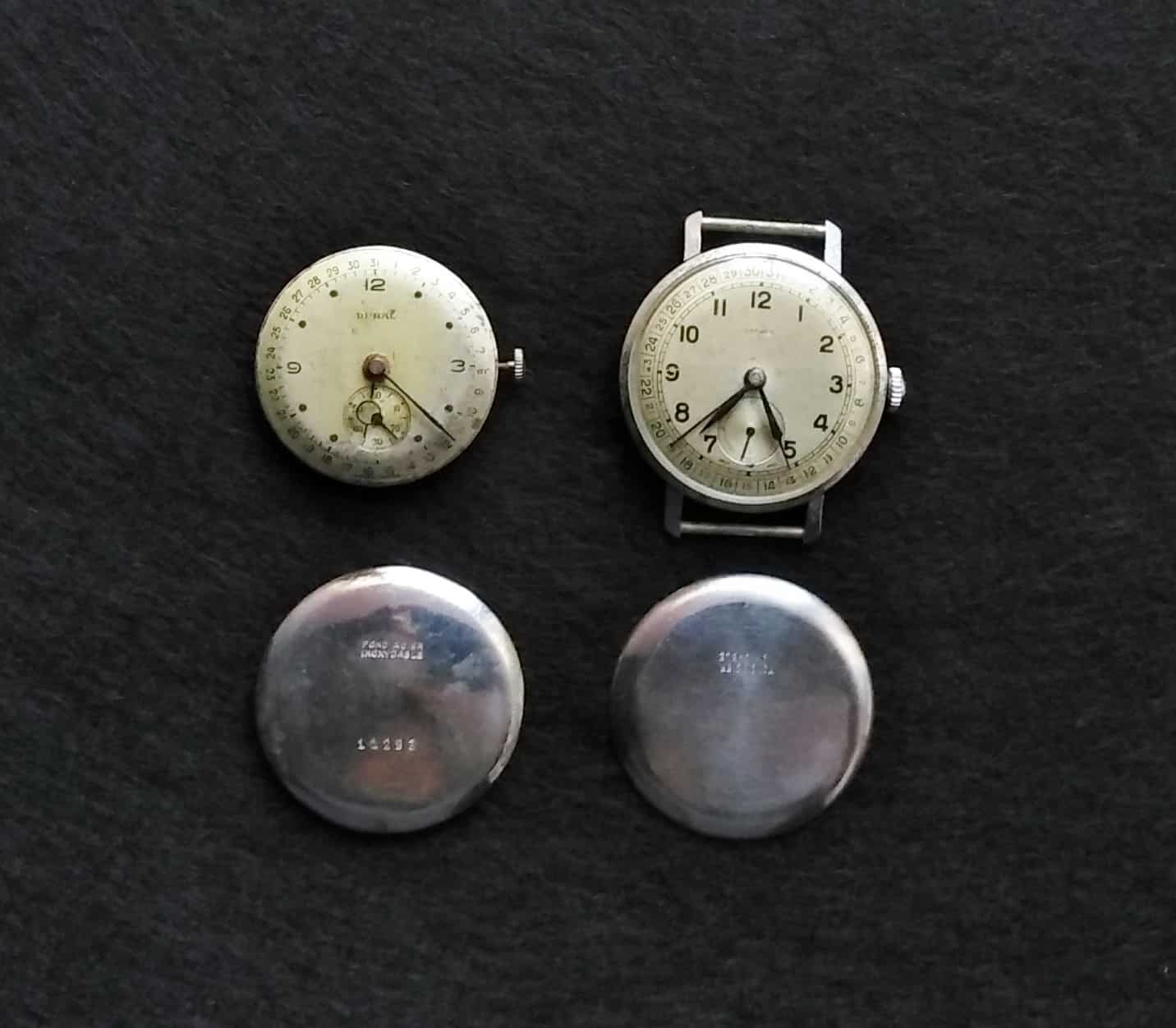 Vintage Swiss Pointer-Date Calendar Watches – Pair for Restoration (Ardath & Dural)